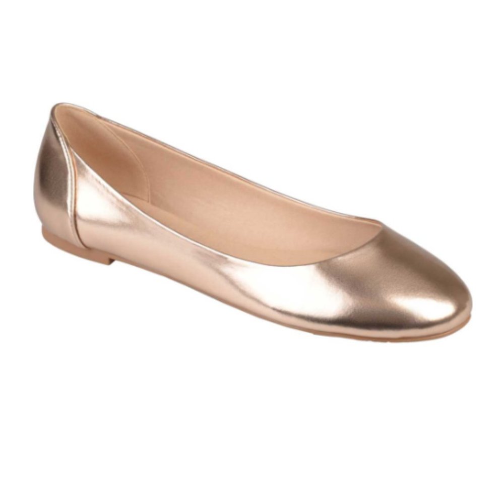 Rose gold metallic ballet flats
